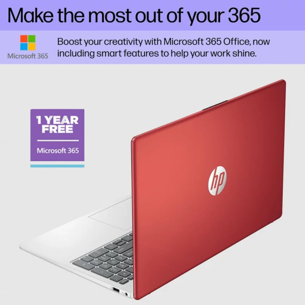 hp Newest 15.6" Anti-Glare HD Laptop, Intel Quad-core Processor, 16GB RAM, 128GB SSD+ 128GB JVQ USB Storage, Office 365 1-Year, Up to 11 hrs Long Battery, Win11 S, Scarlet Red