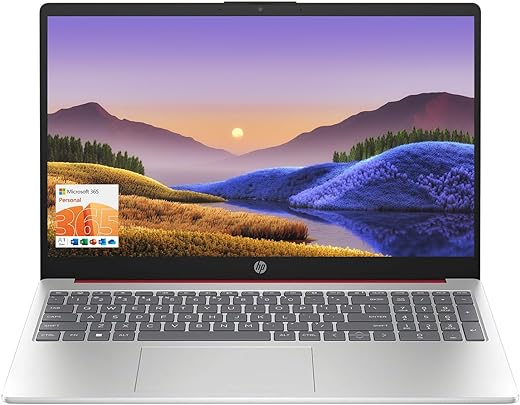 HP 15.6" Portable Laptop (Include 1 Year Microsoft 365), HD Display, Intel Quad-Core N200 Processor, 16GB RAM, 128GB Storage, Wi-Fi 5, Webcam, HDMI, Numeric Keypad, Windows 11 Home, Red