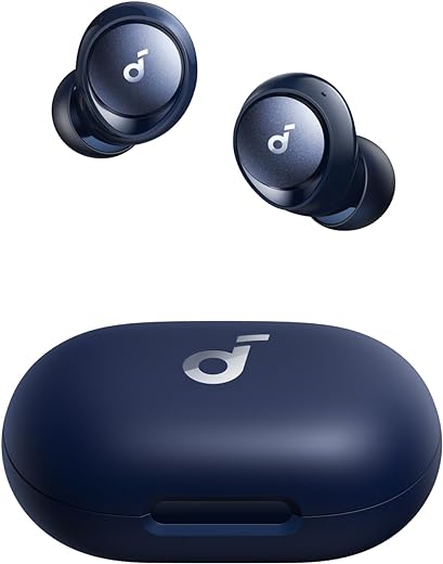 Soundcore by Anker Space A40 Auto-Adjustable Active Noise Cancelling Wireless Earbuds, Reduce Noise by Up to 98%, 50H Playtime, Comfortable Fit, App Customization, Wireless Charge (Blue)